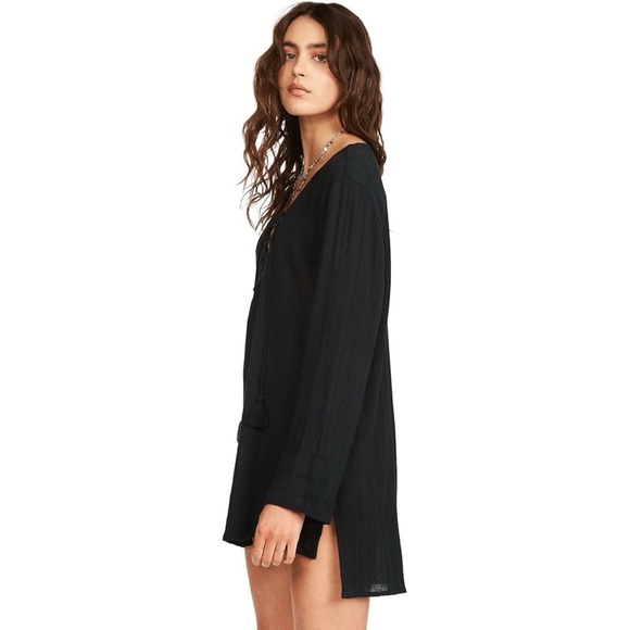 Billabong Lace-up Blue Skies Swim Beach Cover Up in Black Size M - Picture 2 of 14